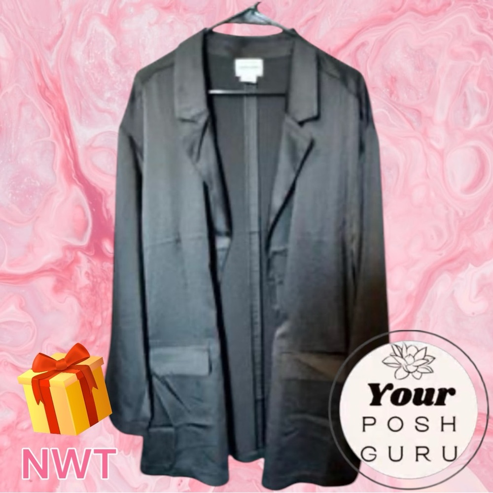 🎁NWT Melrose & Market Sheen boy fit Rayon Black Blazer size medium